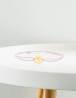 Bracelet cordon rose motif fille en or jaune 375 ‰ SO OR