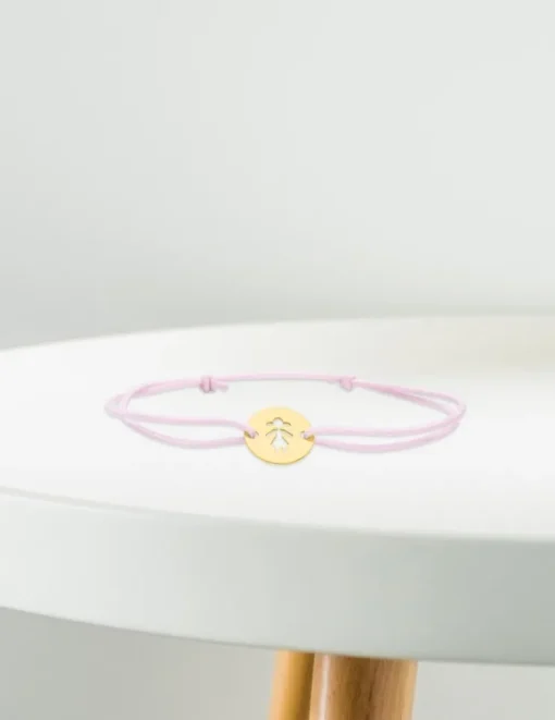 Bracelet cordon rose motif fille en or jaune 375 ‰ SO OR