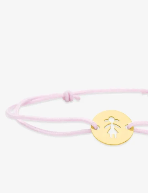 Bracelet cordon rose motif fille en or jaune 375 ‰ SO OR