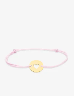 Bracelet cordon rose motif cœur en or jaune 375 ‰ SO OR
