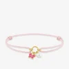 Bracelet cordon rose papillon or jaune 750‰ et perle de culture d'eau douce 4 mm SO OR