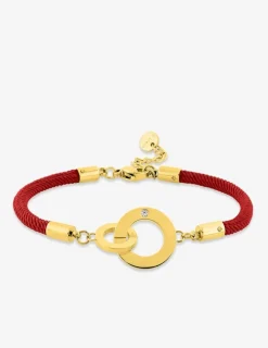 Bracelet cordon rouge et acier doré SO OR