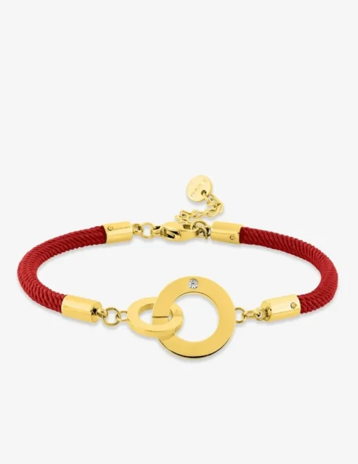 Bracelet cordon rouge et acier doré SO OR