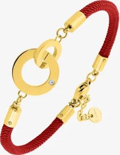 Bracelet cordon rouge et acier doré SO OR