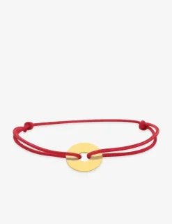 Bracelet cordon rouge motif or jaune 375 ‰ SO OR