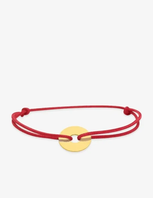 Bracelet cordon rouge motif or jaune 375 ‰ SO OR