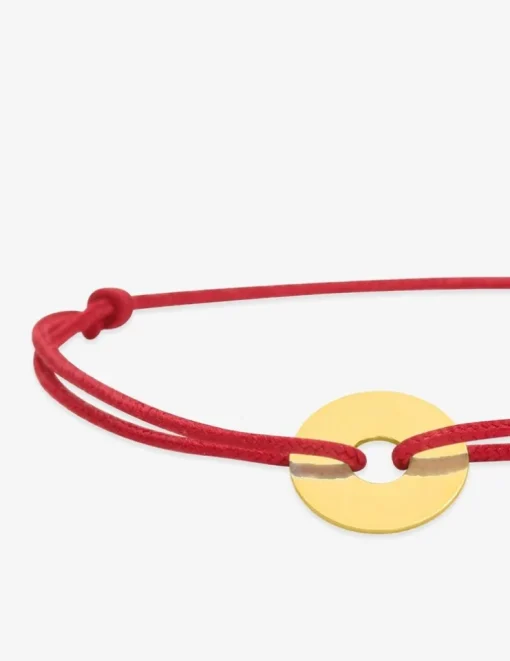 Bracelet cordon rouge motif or jaune 375 ‰ SO OR