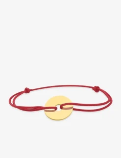 Bracelet cordon rouge motif or jaune 375 ‰ SO OR
