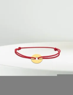 Bracelet cordon rouge motif or jaune 375 ‰ SO OR