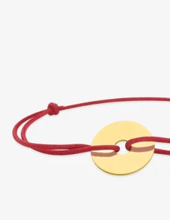 Bracelet cordon rouge motif or jaune 375 ‰ SO OR