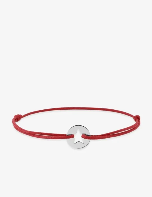 Bracelet cordon rouge motif étoile argent 925‰ rhodié SO OR