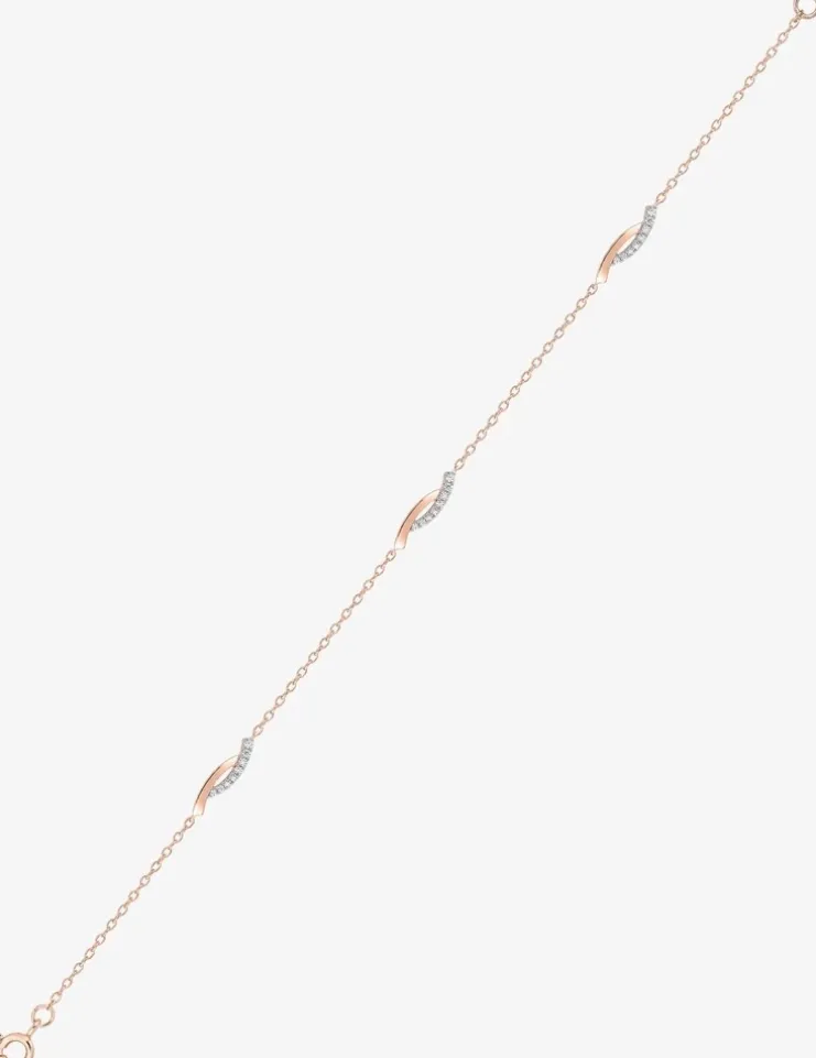Bracelet courbes bicolores plaqué or rose, rhodium et oxydes de zirconium SO OR