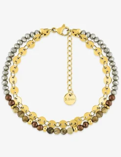 Bracelet cristaux synthétiques bicolores et acier doré SO OR