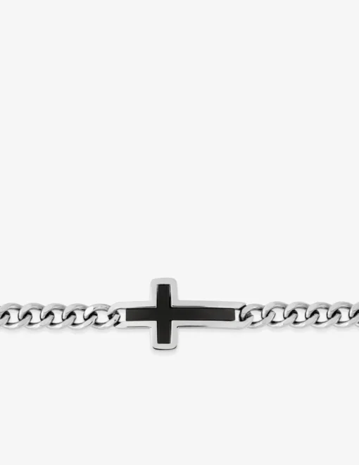 Bracelet croix noire acier SO OR
