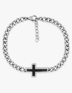 Bracelet croix noire acier SO OR