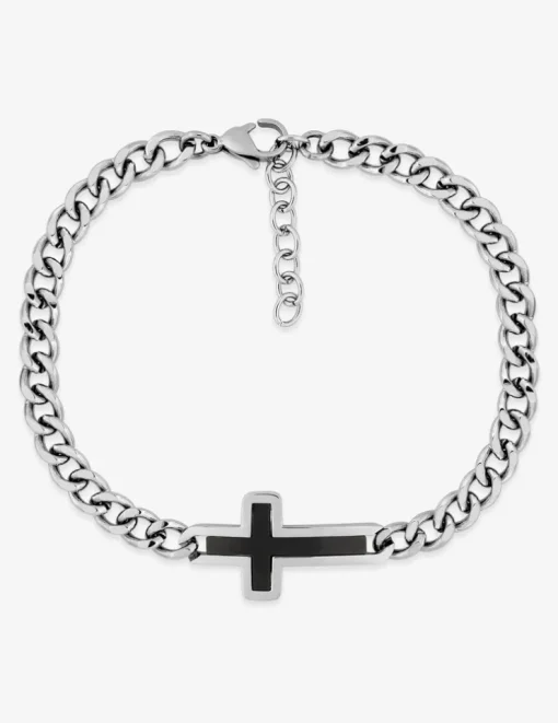 Bracelet croix noire acier SO OR