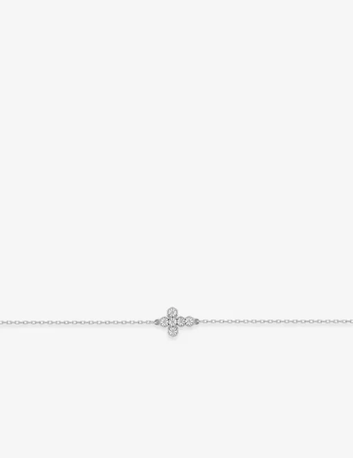 Bracelet croix or blanc 375‰ et oxydes de zirconium SO OR
