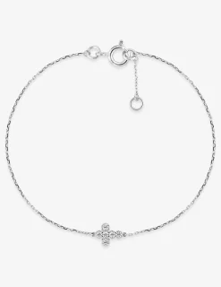 Bracelet croix or blanc 375‰ et oxydes de zirconium SO OR