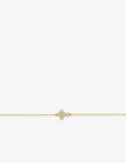 Bracelet croix or jaune 375‰ et oxydes de zirconium SO OR