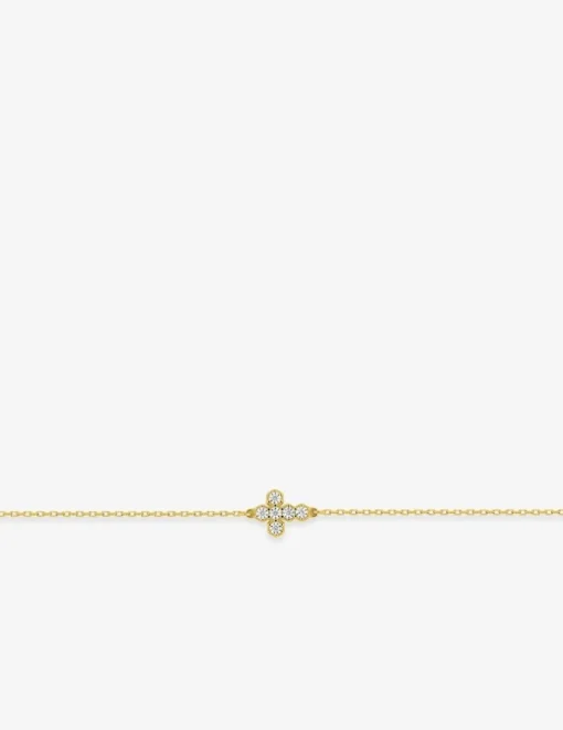 Bracelet croix or jaune 375‰ et oxydes de zirconium SO OR