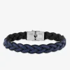 Bracelet cuir bleu et acier SO OR