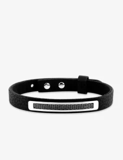 Bracelet cuir et plaque maillons acier SO OR