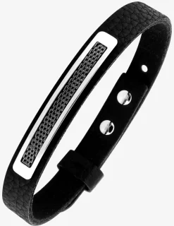 Bracelet cuir et plaque maillons acier SO OR