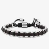 Bracelet cuir marron, acier gris et cordon noir SO OR