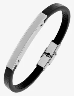 Bracelet cuir synthétique et plaque acier SO OR