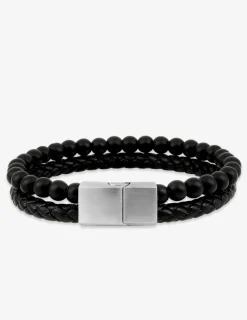 Bracelet cuir synthétique tressé et boules SO OR