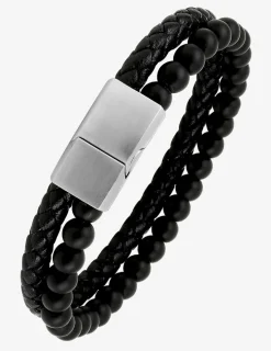 Bracelet cuir synthétique tressé et boules SO OR