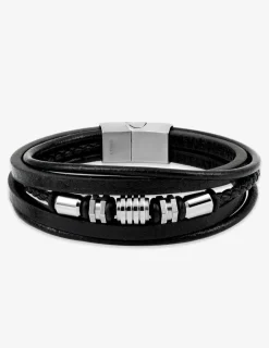 Bracelet cuir synthétique et breloques acier SO OR