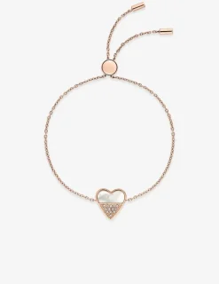 Bracelet cœur acier rose, nacre et cristaux synthétiques SO OR