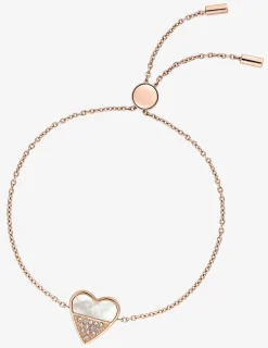 Bracelet cœur acier rose, nacre et cristaux synthétiques SO OR