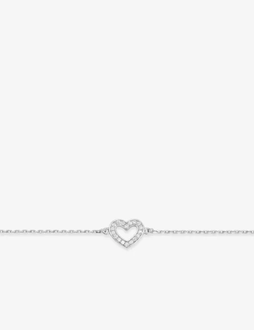 Bracelet cœur argent 925‰ rhodié et oxydes de zirconium SO OR