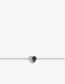 Bracelet cœur en argent 925 ‰ rhodié et oxydes de zirconium blancs et noirs SO OR