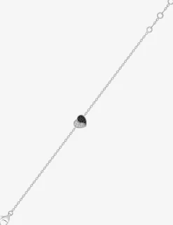 Bracelet cœur en argent 925 ‰ rhodié et oxydes de zirconium blancs et noirs SO OR