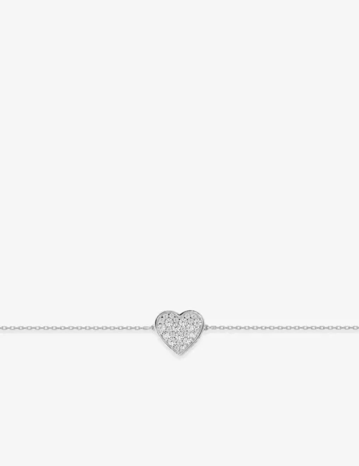 Bracelet cœur en or blanc 375‰ et oxyde de zirconium SO OR