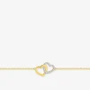Bracelet cœur plaqué or et cœur rhodium avec oxydes de zirconium entrelacés SO OR