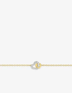 Bracelet cœur rhodium avec oxydes de zirconium et cœur plaqué or entrelacés SO OR