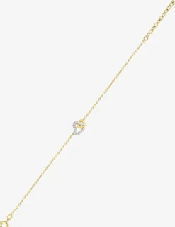 Bracelet cœur rhodium avec oxydes de zirconium et cœur plaqué or entrelacés SO OR