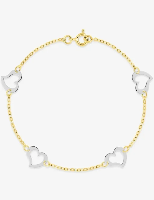 Bracelet cœurs or 750‰ bicolore SO OR