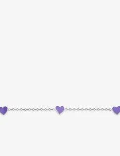 Bracelet cœurs violets argent 925‰ rhodié et laque SO OR