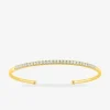 Bracelet demi-jonc en or jaune 375 ‰ et diamants synthétiques 0,80 ct SO OR