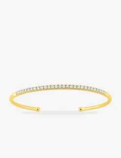 Bracelet demi-jonc en or jaune 375 ‰ et diamants synthétiques 0,80 ct SO OR