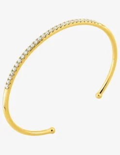 Bracelet demi-jonc en or jaune 375 ‰ et diamants synthétiques 0,80 ct SO OR