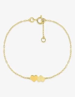 Bracelet double cœur or jaune 375‰ SO OR