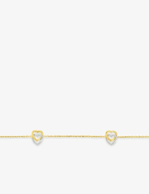 Bracelet double cœurs bicolore 375 ‰ SO OR