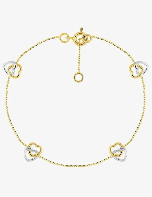 Bracelet double cœurs bicolore 375 ‰ SO OR