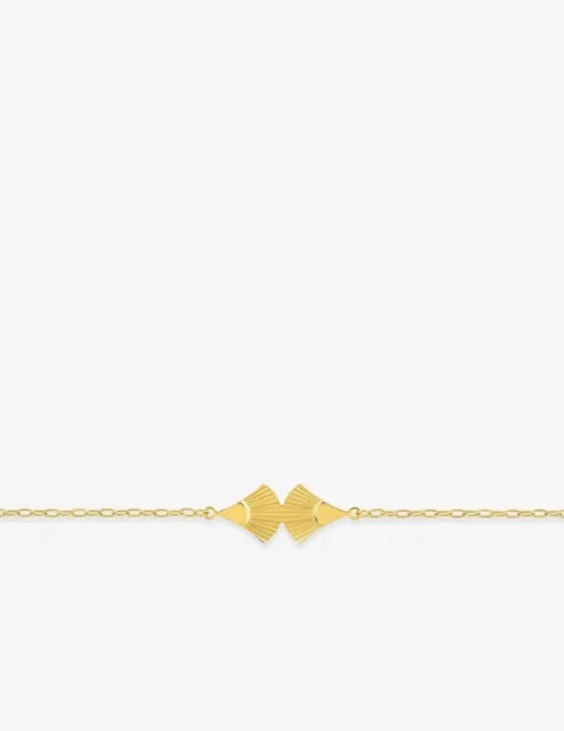 Bracelet double feuille or jaune 750‰ SO OR